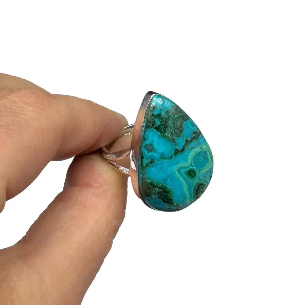 Azurite Malachite Ring Size 9 Solid 925 Sterling Silver Green Blue Turquoise
